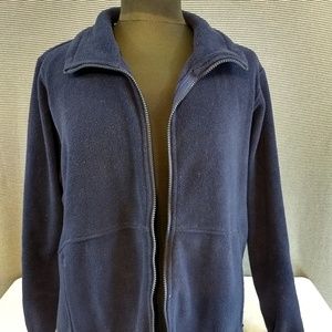 navy blue fleece cardigan